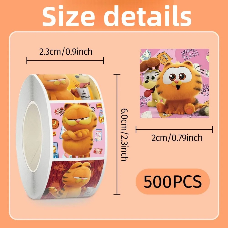 Anime Merchandise Wholesale - Garfield cartoon cute 500pcs roll stickers